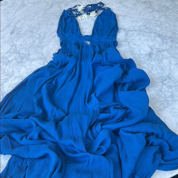 Free People Vibrant Blue Backless Dress XS NWT - Picture 4 of 8